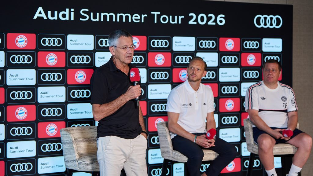 Herbert Hainer, Rouven Kasper and Max Eberl speak at a press conference