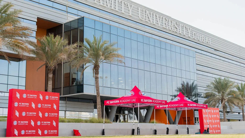 The ‘FC Bayern Academy UAE’ is located at the Amity University Dubai in Academic City.